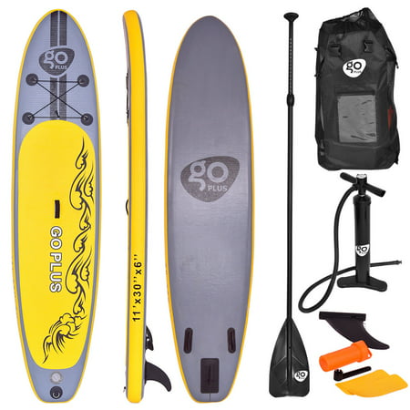 Costway 11' Inflatable Stand Up Paddle Board SUP w/ 3 Fins Adjustable Paddle (Best Adjustable Sup Paddle)