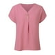thumbnail image 4 of Blusa de manga corta con cuello en V para mujer - Camiseta informal de trabajo con pliegues en la parte delantera, 4 of 5