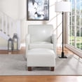 thumbnail image 3 of Aiden Chair & Ottoman Cream Faux Leather with Medium Espresso Legs, 3 of 7