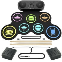 7-Pad Electronic Drum Set for Kids, Portable Electric Drum Kit with Built-in Speaker & Headphone Jack, Kids Drum Set for Beginners Toddlers 3-5 with Pedals & Drumsticks