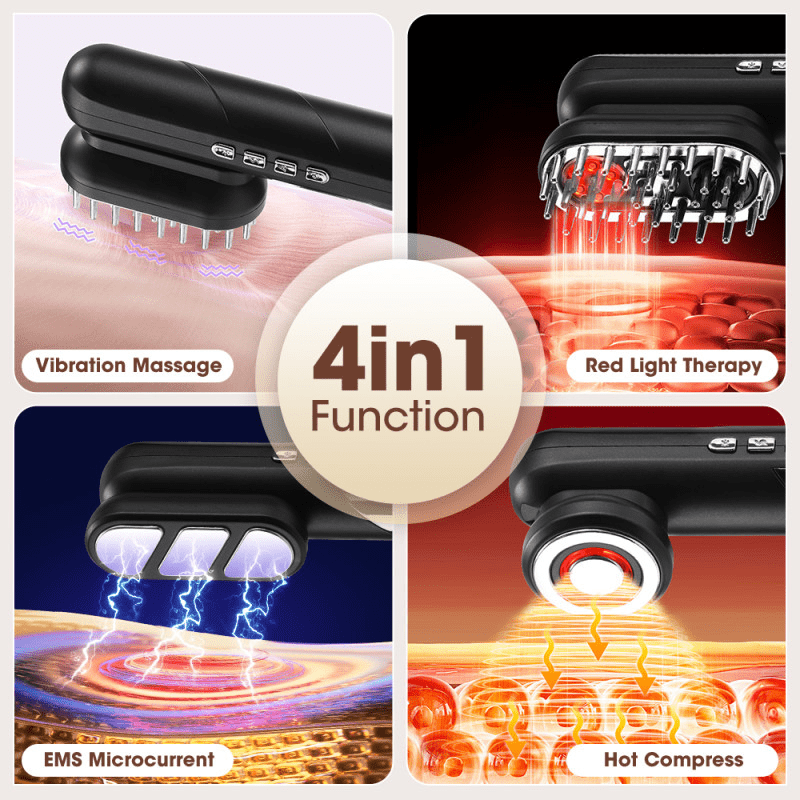4-in-1 Electric Scalp Massager & Facial Massager – Upgraded Electric Hair Massage Brush with 3 Vibration Modes & Red Light for Face Scalp Body Use Home Travel Relaxation, Gifts for Women