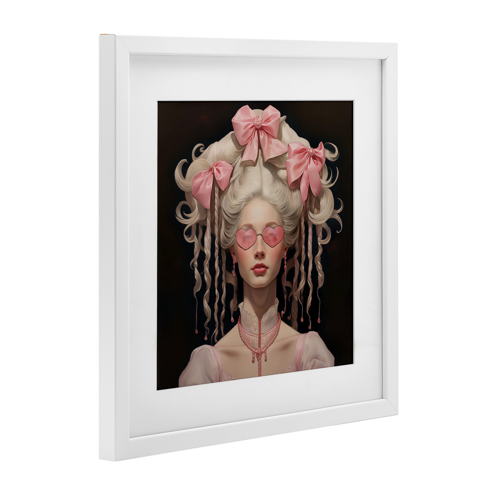 Stupell Industries Rococo Woman Opulent Ribbons White Framed Print Under Glass, design by Grotto Studios