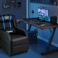 thumbnail image 4 of Gymax Massage Gaming Recliner Chair PU Leather Single Recliner Sofa Chair Blue, 4 of 10