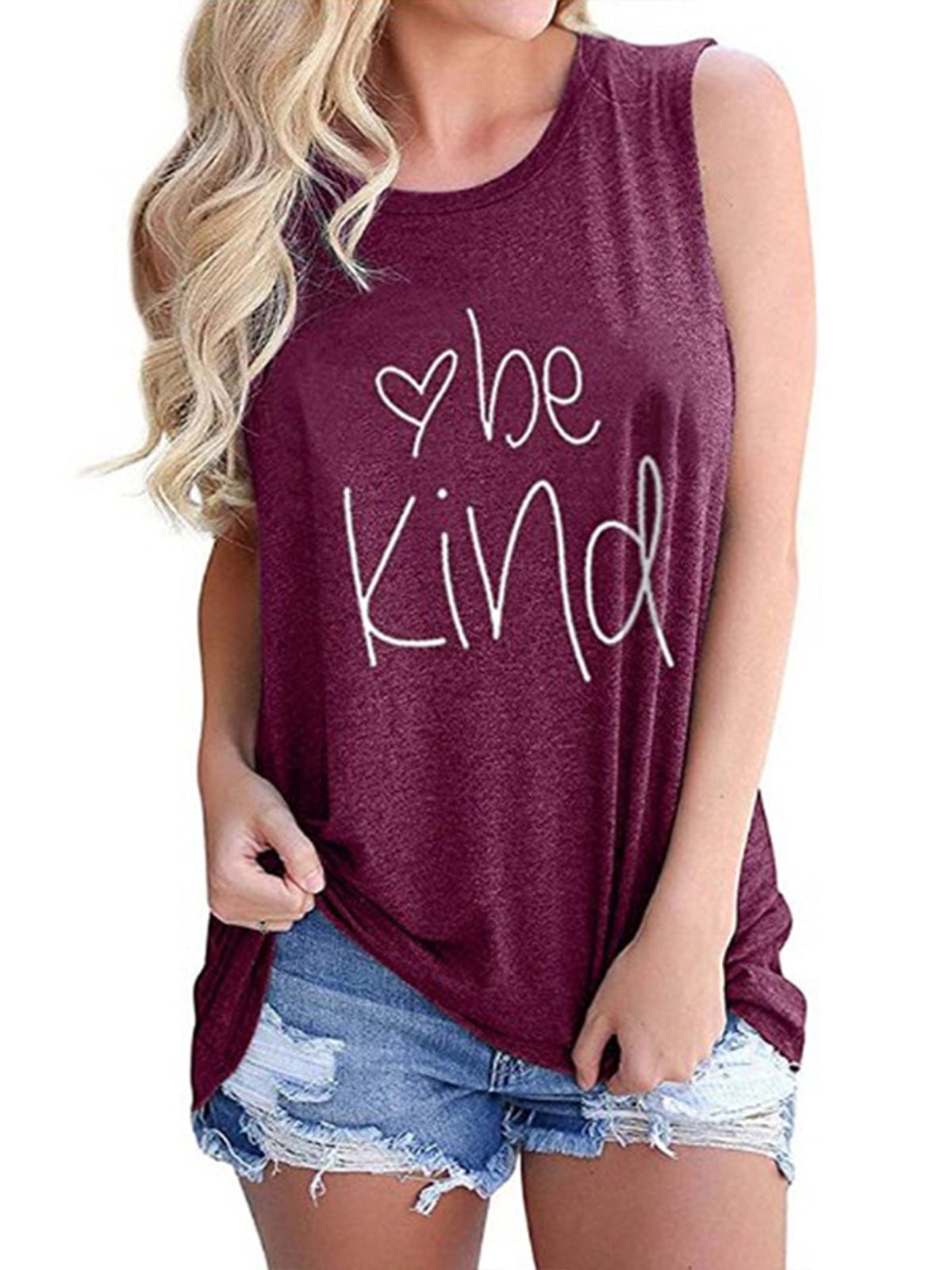 Womens Be Kind Tanks Summer Sleeveless 