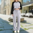 thumbnail image 4 of Cotton Sweatsuits Womens 2 Piece Casual Tracksuits Sweatshirt and Sweatpant Wide Leg Pant Sets Lounge Outfits (XL, Gray), 4 of 5