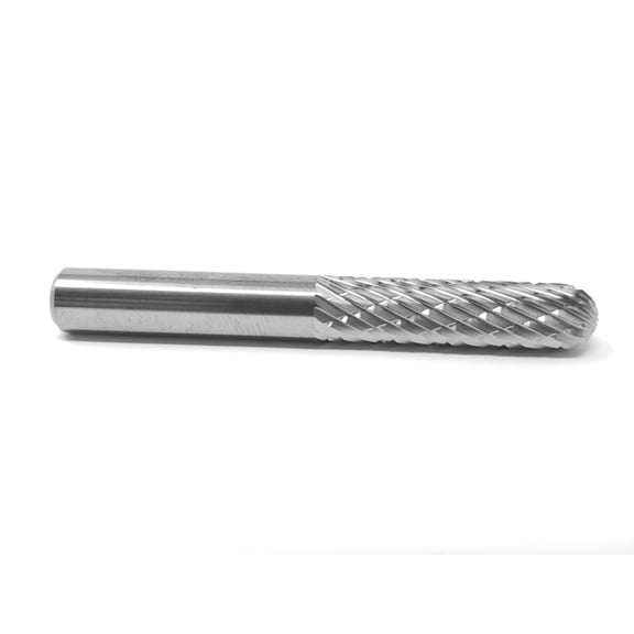 HELONGCO Double Cut Cylindrical Radius End 1/4" x 1" Carbide Burr Bit, 1/4" Shank