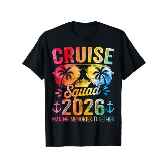 Retro Cruise Squad 2026 Family Vacation T-Shirt Colorful Nautical Summer Travel Tee Making Memories Together Group Apparel