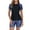 002 Blue, variant on Oplxuo Women's 2 Piece Rash Guard Short Sleeve UPF 50+ Swim Shirt Built in Bra Bathing Suit with Boyshorts Bottoms