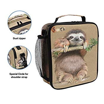 Vunko Floral Sloth Insulated Lunch Bag for School Work Office Picnic Follow Your Dream Tote Lunch Box Containers for Adults and Kids Compact Reusable Cooler Bag with Shoulder Strap