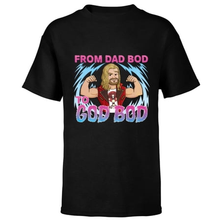 Marvel Studios Thor: Love and Thunder Dad Bod to God Bod – Short Sleeve T-Shirt for Kids – Customized-Black