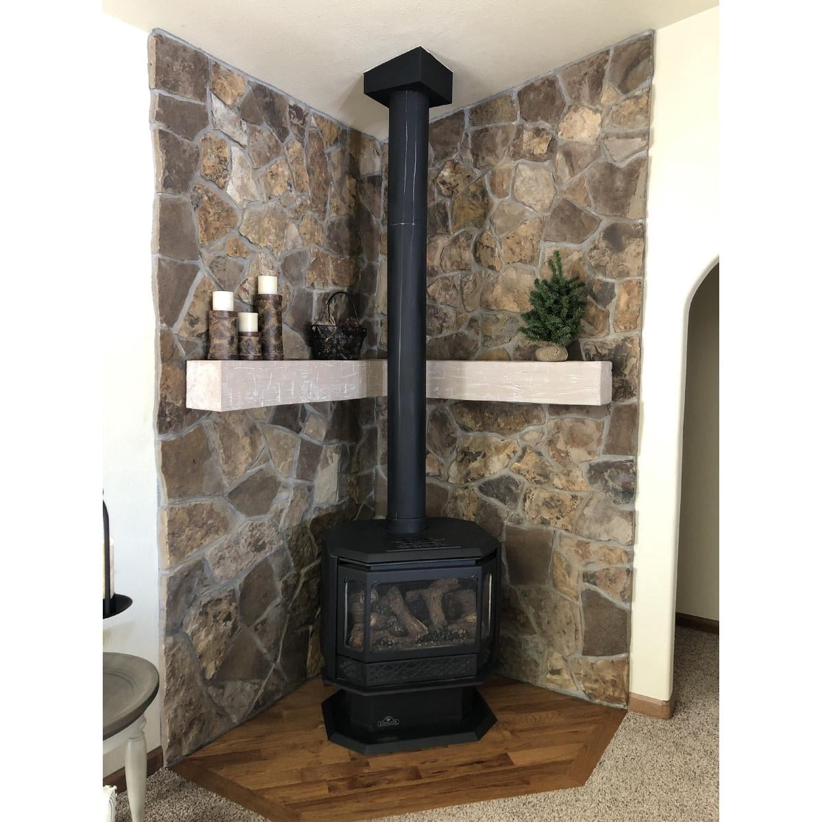 6"H x 10"D x 48"W Knotty Pine Faux Wood Fireplace Mantel, Walnut Stain