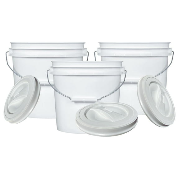 LeCeleBee 2 Gallon Food Grade, BPA , Made in USA Bucket with Screw On Lid (Pack of 3)