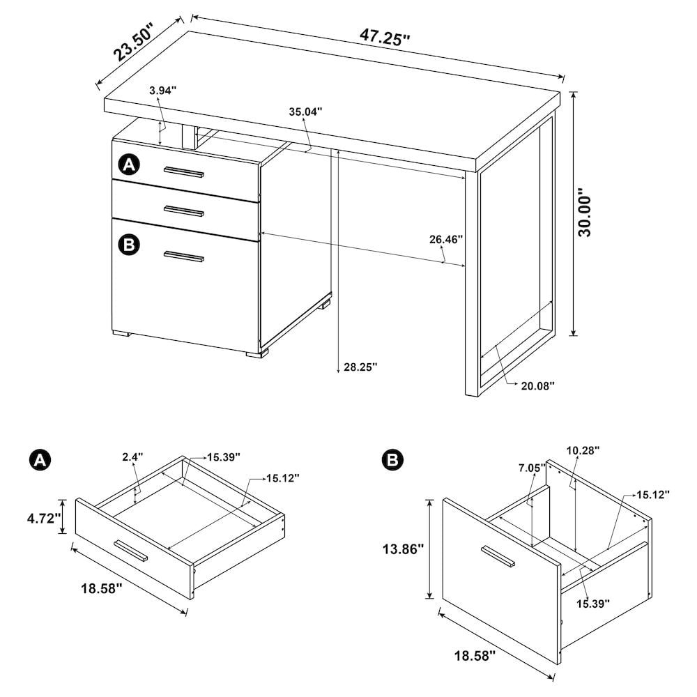 FurniFact White Office Desk – Computer Desk with Drawers for Home or Workspace