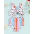 thumbnail image 5 of Douhoow 2 Piece Kids Girls Floral Swimsuits Summer Toddler Striped Bathing Suits Knotted Swim Top and Elastic Shorts Set, 5 of 9