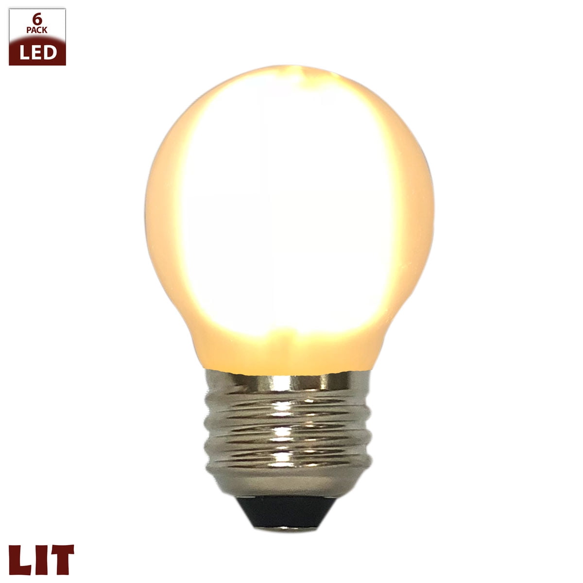 Royal Designs Decorative Frosted Indoor or Outdoor G45 Edison E26 Medium Base Dimmable LED Light Bulbs, 6 Pack