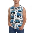 thumbnail image 3 of Uemuo Blue Excavator Pattern Men's Sleeveless T-Shirt,Muscle Athletic Tank Top, Moisture-wicking Quick-dry Breathable Classic Tee Top for Gym Run Outdoor Sports-, 3 of 8