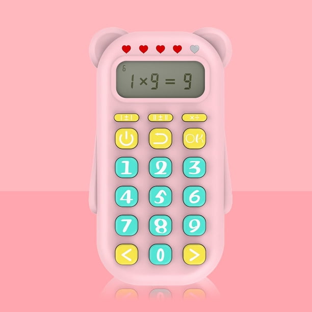 Juego de matemáticas electrónico portátil Matemáticas tempranas Matemáticas Ayudas de aprendizaje Cálculo matemático funcional para niños Niños Niños , Rosado Hugo Calculadora educativa