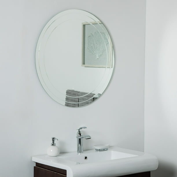 Turner Frameless 30in Round Wall Mirror, Large Round Unframed Mirror