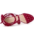 thumbnail image 4 of Women's Polka Dots Lace Up Chunky Heels Sandals Red US 9/UK 7/EU 41, 4 of 5