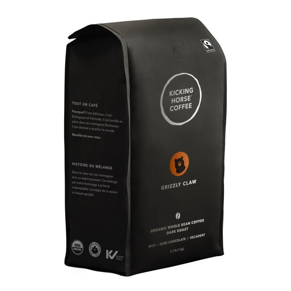 Kicking Horse Coffee, Grizzly Claw, Dark Roast, Whole Bean, 2.2 Pound - Certified Organic, Fairtrade, Kosher Coffee