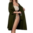 thumbnail image 2 of UDAUDU Womens Post Surgery Mastectomy Robe with Internal Drain Pockets Comfortable 3/4 Sleeve Night Gowns Pajama Dress Shirts Army Green L, 2 of 9