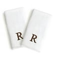 thumbnail image 7 of Authentic Hotel and Spa  2-piece White Turkish Cotton Hand Towels with Brown Block Monogrammed Initial White/Brown W, 7 of 7