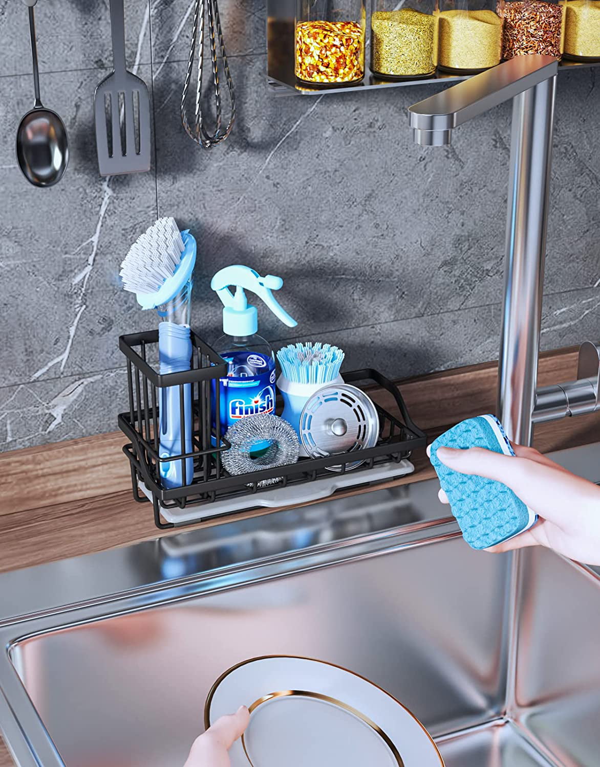 kitchen sink caddy holder for dish Soap or sink sponge holder - Brush –  sagler