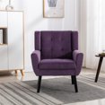 thumbnail image 2 of Tcbosik Modern Velvet Accent Chair - Upholstered Single Sofa Chair with Button Tufted Back - Comfy Living Room Armchair with Solid Wood Legs for Bedroom - Lavender Purple, 2 of 9