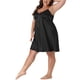 thumbnail image 4 of Quimono de satén con encaje floral para mujeres de tallas grandes Agnes Orinda, vestido de noche con escote en V, pijama, ropa de dormir 3X negro, 4 of 6