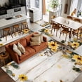 thumbnail image 5 of Yellow Floral Spring Area Rugs 4x6 for Living Room, Summer Rustic Botanical Vintage Wood Non Slip Washable Rug Runner, Low Pile Indoor Floor Carpet Mat Bathroom Rugs for Bedroom, Kids Room, 5 of 9