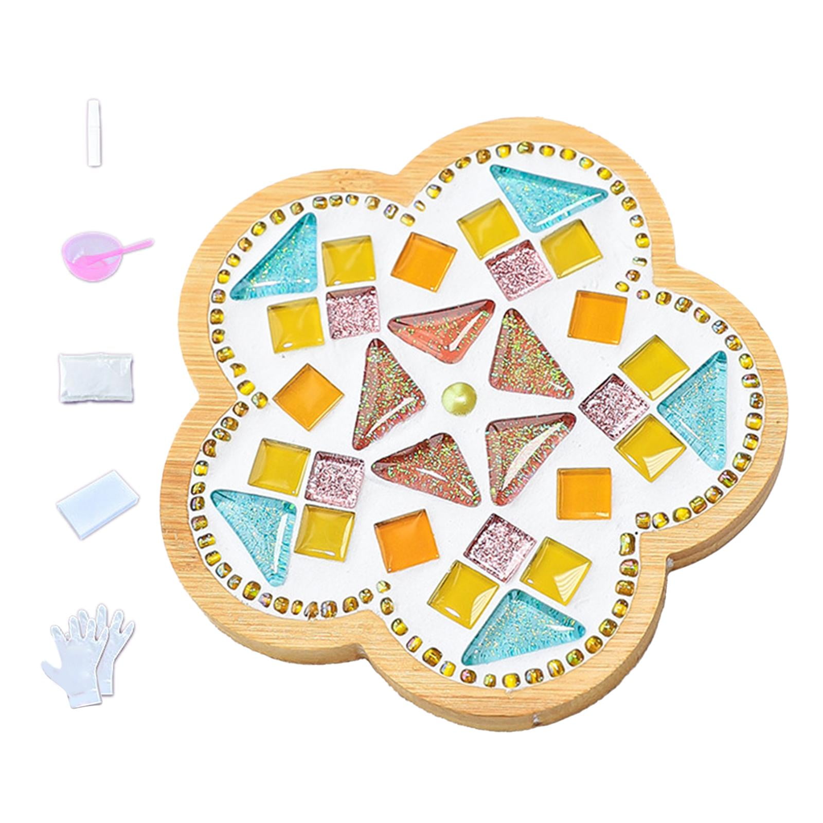 DIY Mosaic Coaster Holiday Gift Place Mat Cup Holder Children's Educational Toys Glass Mosaic Tiles for Home Ornament Dining Table H