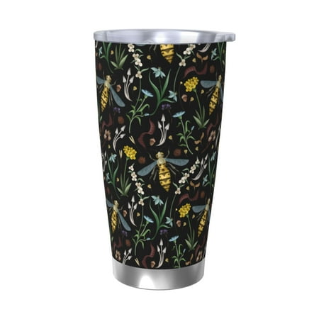 

Gukieu Wasp and Florals Print 20OZ Car Cup Vacuum Stainless Steel Leak-proof Thermos Cup Unisex Suitable for Home Outdoor and Sports-Without Straw