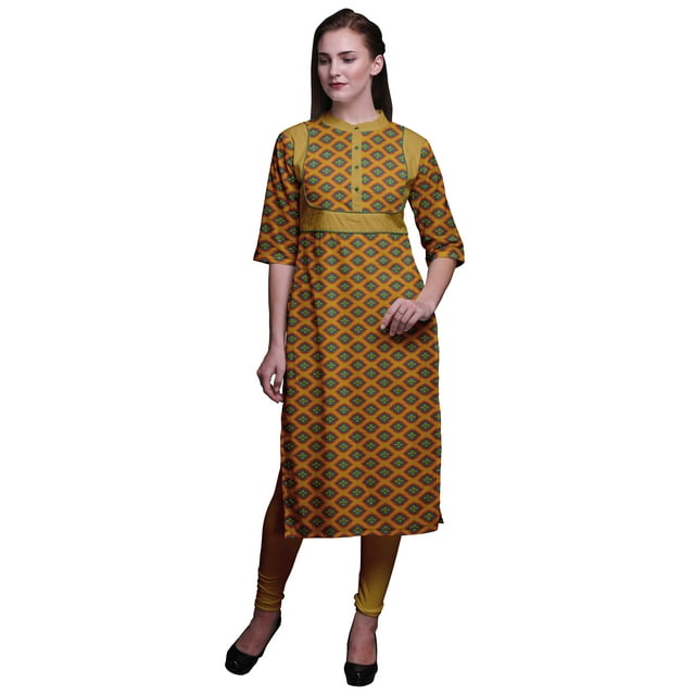 Bimba Robe Tunique Droite en Viscose Imprimée Style Santoon pour Femmes Vêtements Indiens