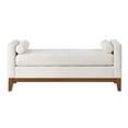 thumbnail image 6 of GZXS 51" Upholstered Boucle Bench with 2 Pillows, Modern Bedroom/Entryway Seating with Rubber Wood Frame, Easy Assembly (Ivory), 6 of 7