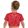thumbnail image 2 of Haitryli Girls Glittery Crop Tops Jazz Dance Performance Dancewear Modern Steeetwear Round Neck Hip Hop Clothes Red 3-4, 2 of 5
