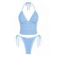 thumbnail image 1 of Set Tankini, perfecto, toalla de felpa, color block, a rayas, azul S, 1 of 4