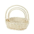 thumbnail image 4 of THY Collectibles Set of 3 Hand Woven Wicker Rattan Flower Baskets with Handle - Light Harvest Baskets for Storage, Gift Baskets, Picnics, Easter Eggs, Organizing, Weddings, Markets, and More (Oval), 4 of 7