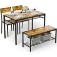 thumbnail image 4 of Aiho 4 Piece Dining Table with 2 Chairs and Bench for Kitchen, Small Space, Retro, 4 of 11