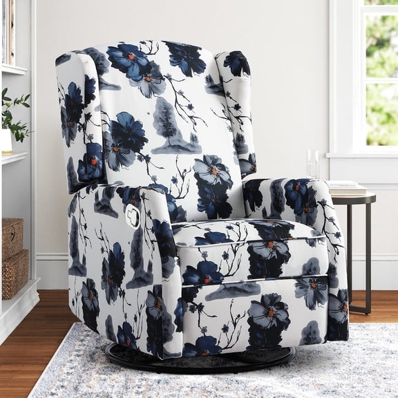 Swivel Rocker Recliner, Manual Rocker Recliner Chair for Adults, Glider Rocking Chair for Nursery with Padded Seat, 360° Swivel Rocking Chair Small Recliners for Small Spaces