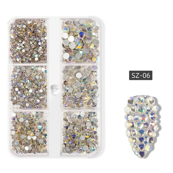 EGNMCR Press on Nails Boxed Nail Art Rhinestone Jewelry Flat Rhinestone Heavenly Light Nail Jewelry Nail rhinestones