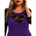 thumbnail image 4 of Gvmfive Women Plus Size Casual 3/4 Sleeve Lace See Through Tops Irregular Tunic Blouse Shirt, 4 of 4