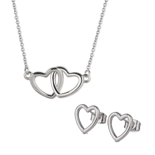 Juego de Joyería para Mujer Corazón LuckyLy Set de Collar y Aretes Acero Inoxidable Baño Oro Rosa 14k Modelo Elsie Unitalla