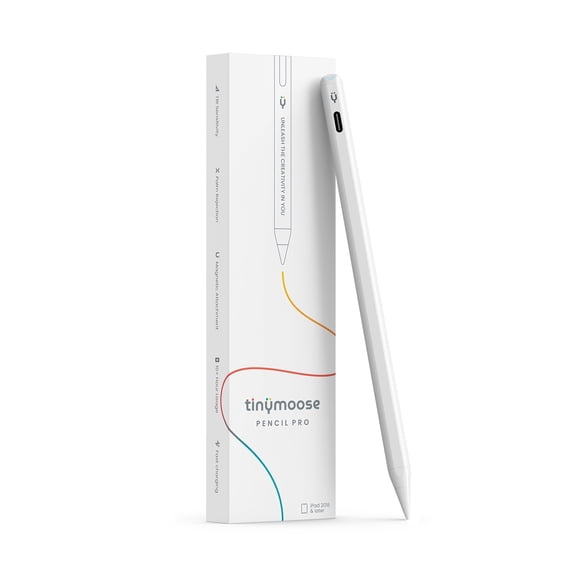 Tinymoose Pencil Pro - Stylus Pen for iPad (2018–2026), USB-C Fast Charging with Tilt Sensitivity, Compatible with iPad 11/10/9/8/7/6, Air, Mini & Pro - White