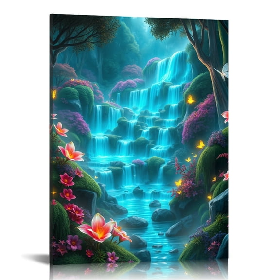 RKSupls Personalized Enchanted Waterfall Canvas Wall Art, Canvas Prints Wall Art for Living Room Bedroom Entryway Office, Art Print Painting for Home Decor