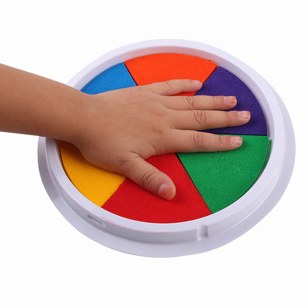 6 Colors DIY Ink Pad Stamp Finger Painting Craft Cardmaking Large Round For Kids 
