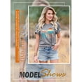 thumbnail image 4 of Xuanfei Women Vintage 1983 Color Print Crew Neck Short Sleeve T-Shirt, 4 of 7