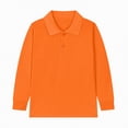 thumbnail image 4 of HCNTES Polo Shirts For Boys 4T Boys Sweater Boys' School Uniform Long Sleeve Polo Shirt, Button Closure, Comfortable Fabric A7 SHIRT(Orange,7-8 Years), 4 of 5