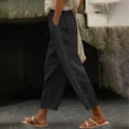 thumbnail image 2 of EYNMVR Womens Linen Pants with Pockets High Waist Comfy White Gauze Pants Casua Lightweight Loose Trousers, 2 of 5