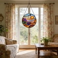 thumbnail image 1 of Grand Sunset Stained Glass Suncatcher 10 In Round Window Hanging Panel With Chain For Bedroom Wall Decor Nature Art Home Office Gift Holiday Tree Decorations Housewarming Gift Christmas Decorations, 1 of 6