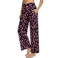 thumbnail image 2 of Psesaysky Pink Cheetah Print Wide Leg Pants Woman Trendy Stretchy Yoga Pants Women Drawstring Business Casual Slacks Trousers Fall Outfits, Size L, 2 of 7
